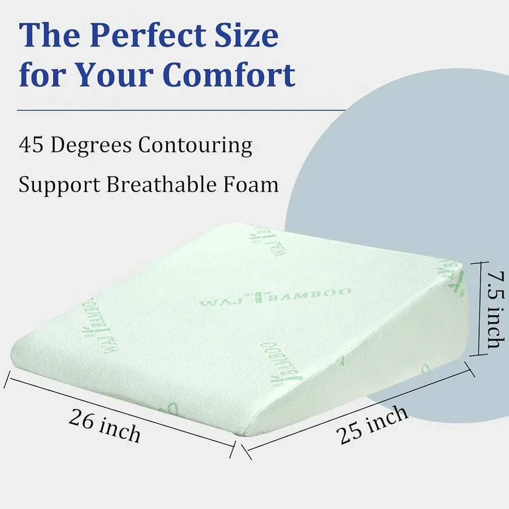 Memory Foam Wedge Pillow Bamboo Cover Large Like New